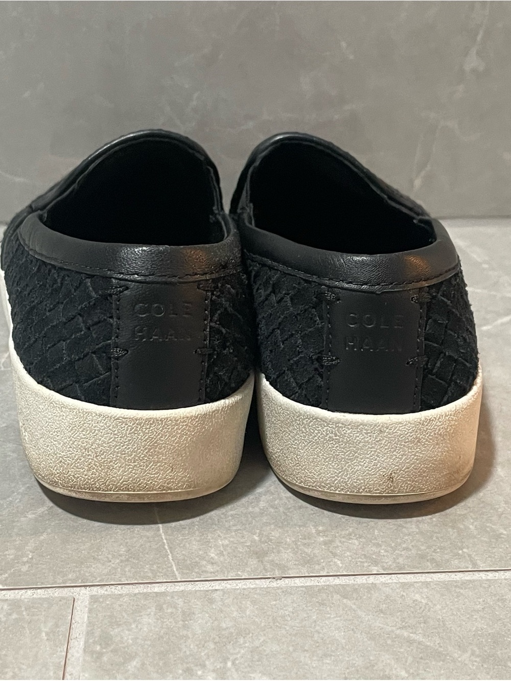 Cole Haan Women's Black Woven Slip-On Flats Round Toe Leather Size 8.5 B - Picture 4 of 8